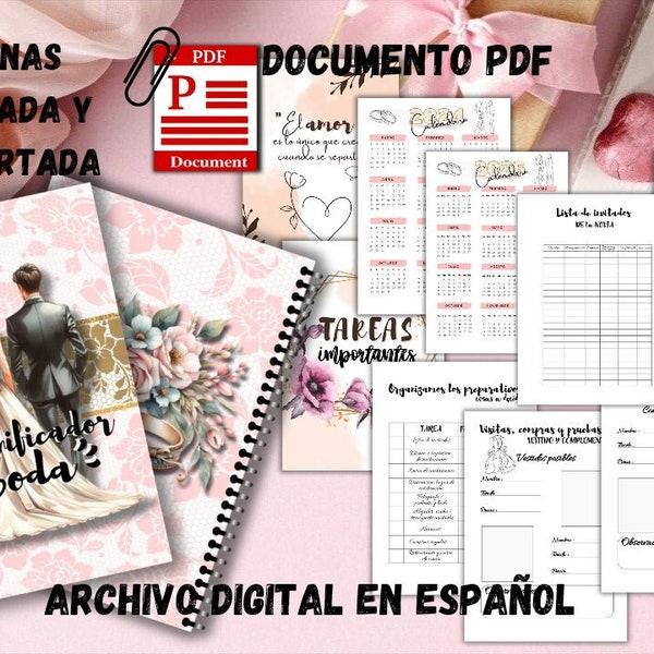 Spanish Wedding Planner, Wedding Agenda in Spanish, Printable wedding agenda