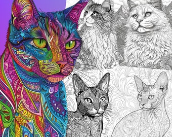 Cats Breed Adult Coloring Pages To Download 25+ Different Designs Coloring book for Adults complexity Medium/High