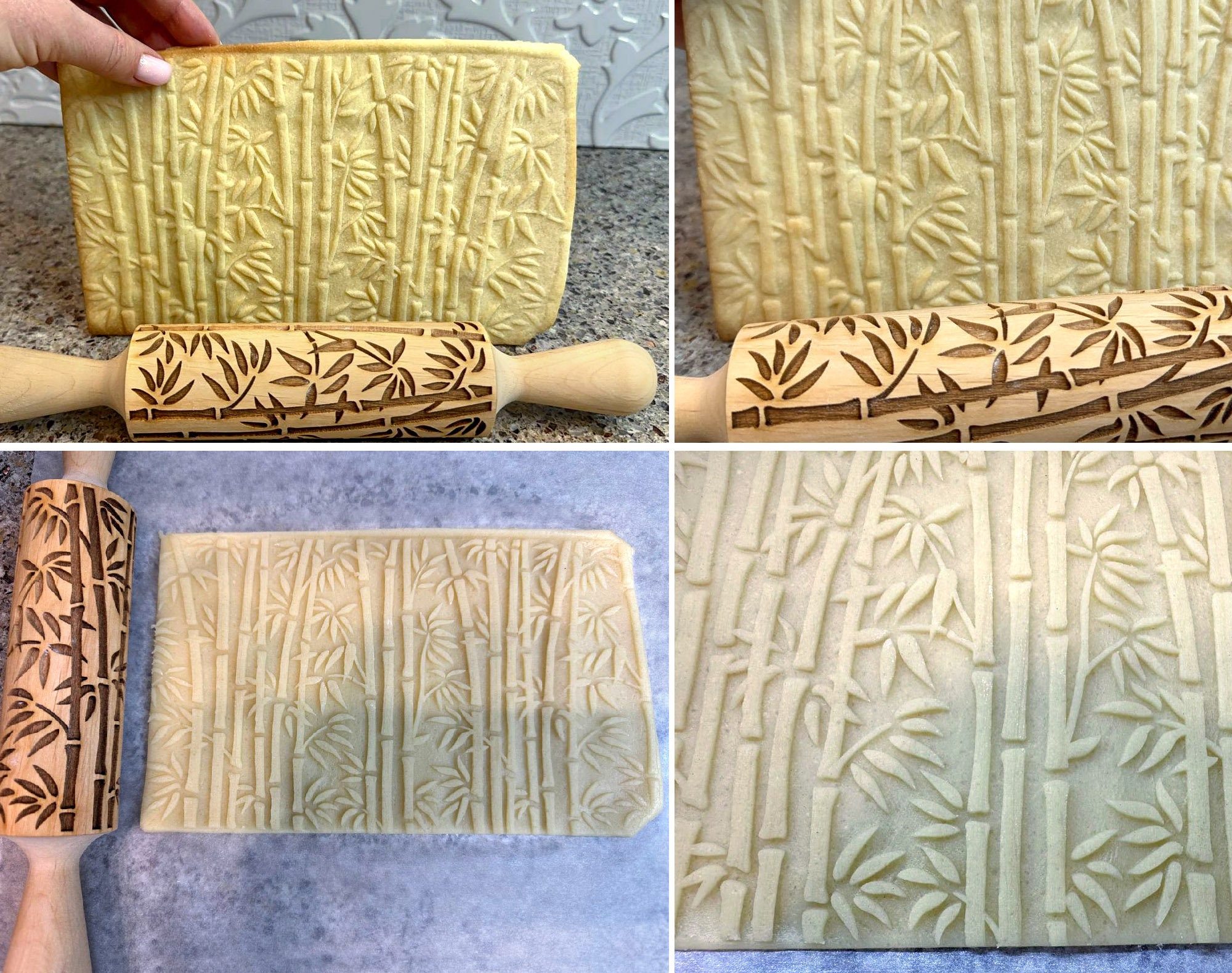 Embossed Rolling Pin, Bamboo Texture Roller, Pottery Stamp, Engraved ...