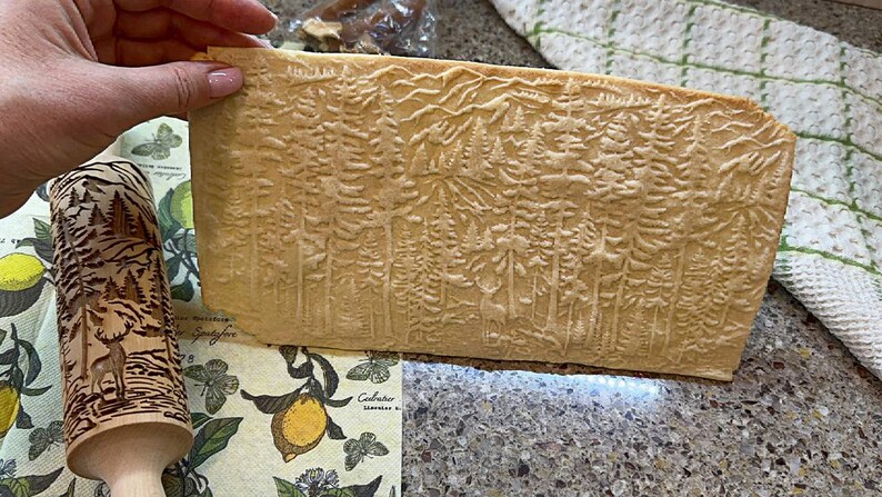 embossed rolling pin for clay and pottery