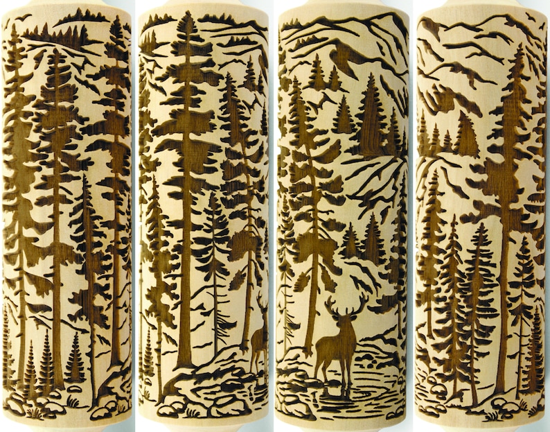 pine forest embossed rolling pin