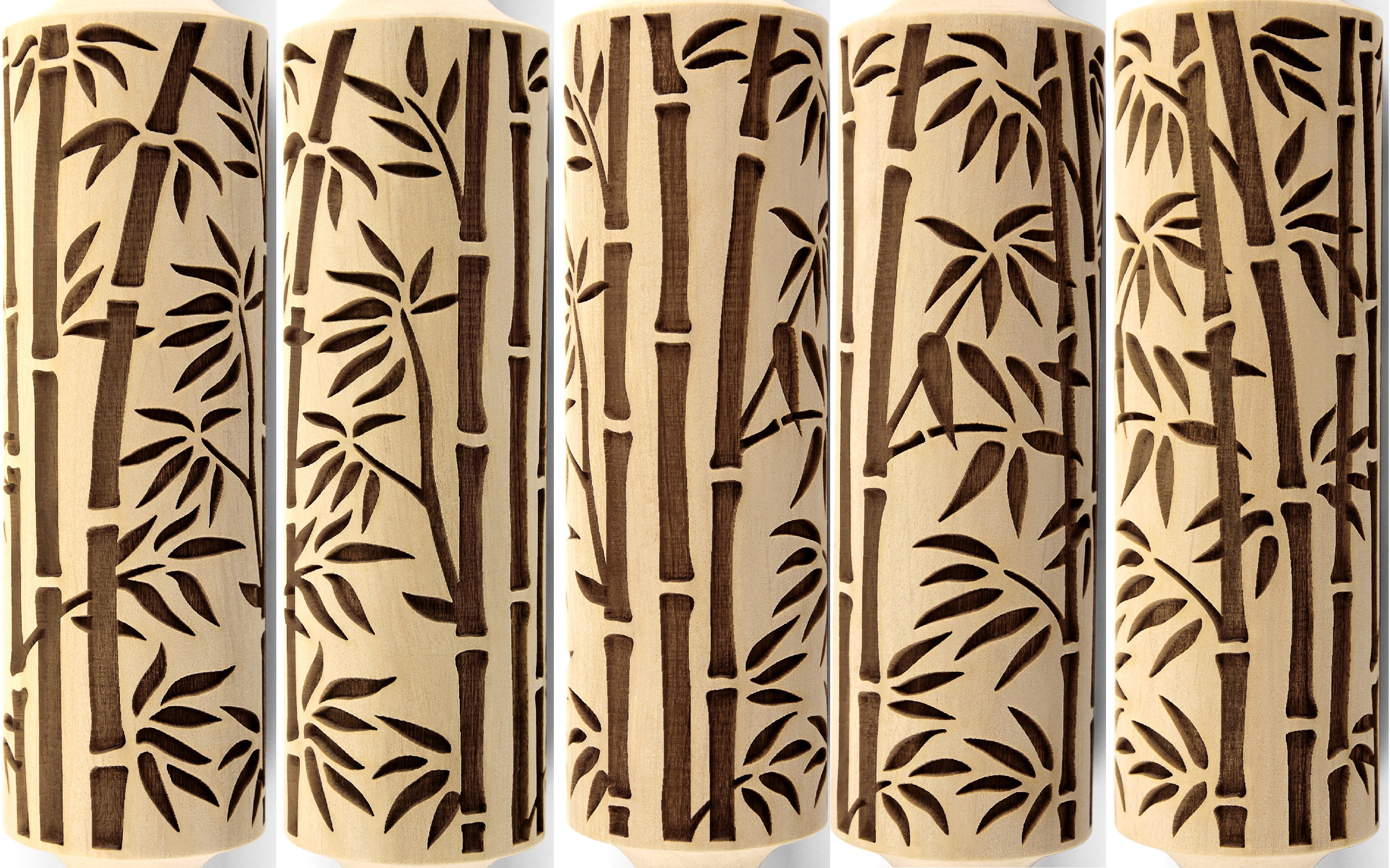 Embossed Rolling Pin, Bamboo Texture Roller, Pottery Stamp, Engraved ...
