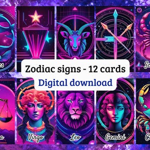 Les 12 signes du zodiaque format PDF à imprimer : Cartes astrologiques à télécharger en anglais
