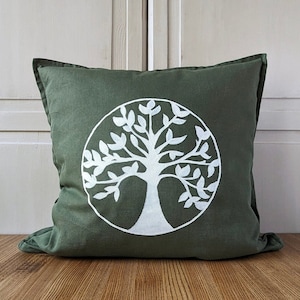 Hand-Painted Pillow Cover Decorative Pillow Spring Pillow Swedish Design Scandinavian Design Handmade Botanical / Tree of Life zdjęcie 1