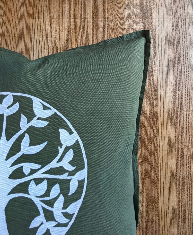 Hand-Painted Pillow Cover Decorative Pillow Spring Pillow Swedish Design Scandinavian Design Handmade Botanical / Tree of Life zdjęcie 4