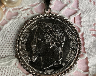 1869年 A フランス フランス帝国 大型王冠サイズ 銀貨 5フラン