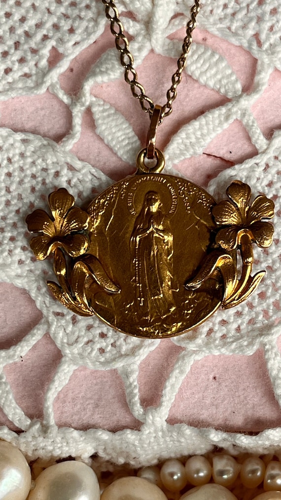 Amazing antique French Gold filled Fix Virgin Mary