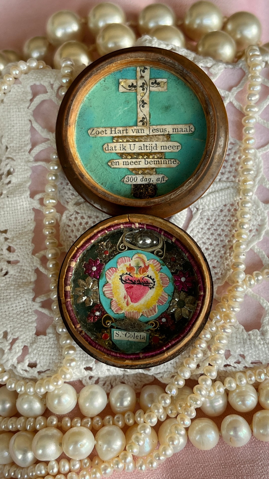 1890's Antique Patron Saint San Colette Coleta Flemish Gent Ghent Gand ...