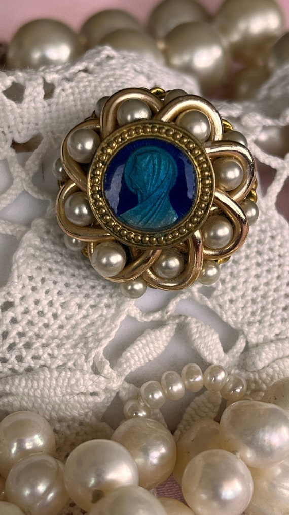 Broche Ancienne En Argent Avec Portrait émaillé - Époque 1900, Style Vintage