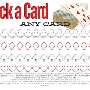 Pick A Card Savings Challenge And Envelope