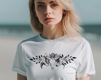 Camiseta de calavera gótica, estética oscura, moda alternativa