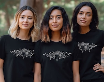 Camiseta gótica de calavera de carnero, ropa de estética oscura