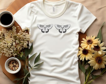 T-shirt med grafisk motiv från Moth, goth-stil, unisex-tröja