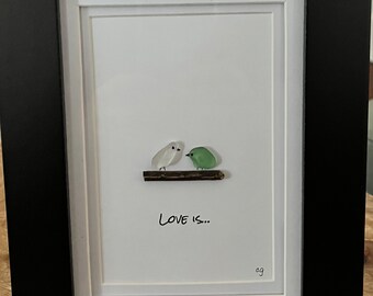 Beach glass Valentine’s and Galentine’s Day Framed Art