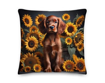 English Setter Sunflower Premium Pillow