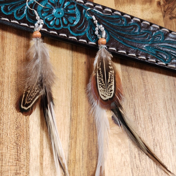Feather ear rings, Native American style earrings, featherlight double