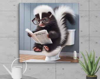 面白いスカンクのバスルームキャンバス