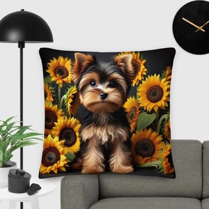Yorkshire Terrier Sunflower Premium Pillow