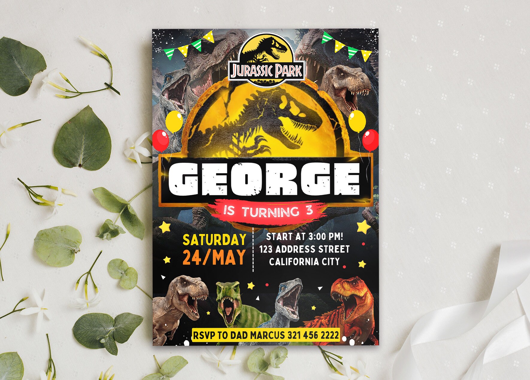 Jurassic World Birthday Invitation, Editable Jurassic World Invitation, Kids Birthday Party ...