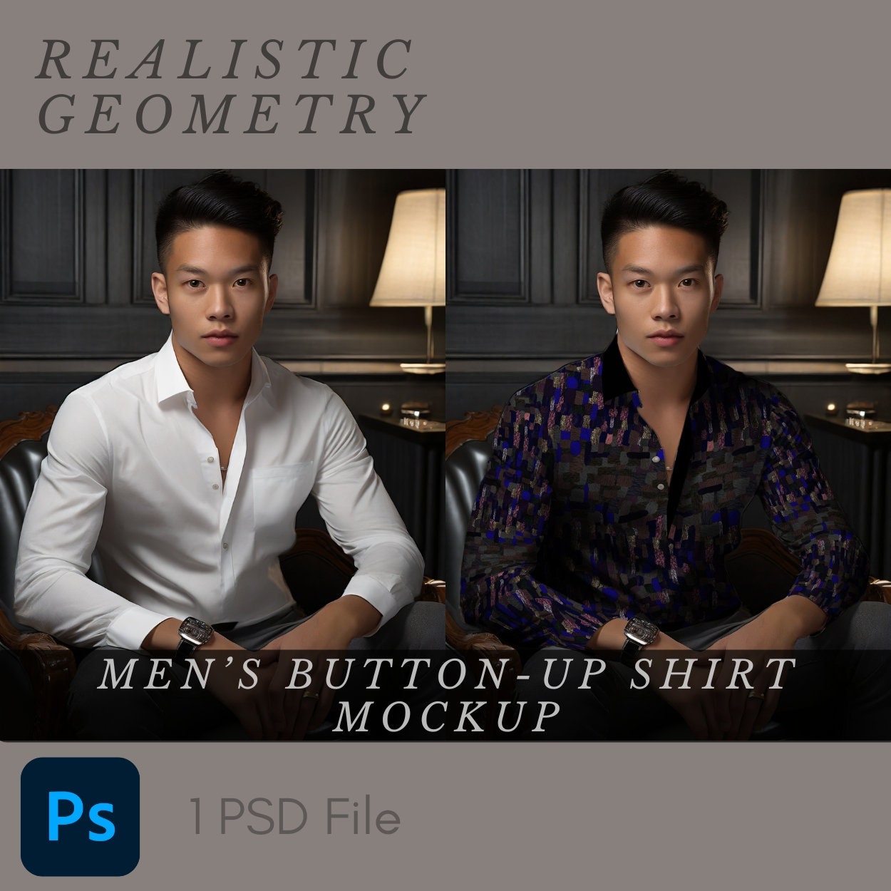 Mens Button-up Shirt Mockup, Shirt Mockup, Textile Designer Mockup ...