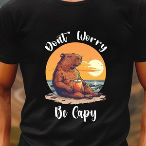 Cute Capybara Shirt | Funny Capybara Meme | &quot;Don&#39;t Worry, Be Capy&quot; Retro Graphic Tee | Weirdcore Mother&#39;s Day Gift Idea