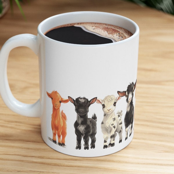 Cute Baby Goat Mug | Goat Lovers Gift | Goat Mom Present | Gift for Goat Daddy | Gift for Coffee Lover Funny Farm Animals Ceramic 11 or 15oz