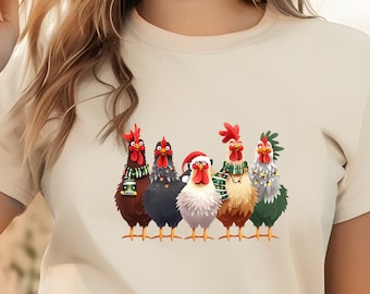 Funny Chicken Christmas T-Shirt: Farm Animal Graphic Tee