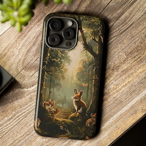 Konijn Bosschepsel Telefoonhoesje | Dierenliefhebber cadeau | Whimsigoth Naturecore Cottagecore iPhone 15,14,13 & Samsung Galaxy S24 harde hoes