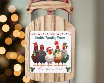 Custom Christmas Ornament | Personalized Rustic Farm Ornament | Christmas Farm House Decor | Gift for Chicken Lovers | Custom Name and Date