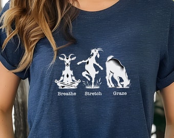 Ziege Yoga Shirt | Yogi-Mama-Geschenk | Yoga-Liebhaber-T-Shirt | Geburtstags- und Muttertagsgeschenk | Goat Pose Apparel Trendige Grafik-T-Shirt-Geschenkidee