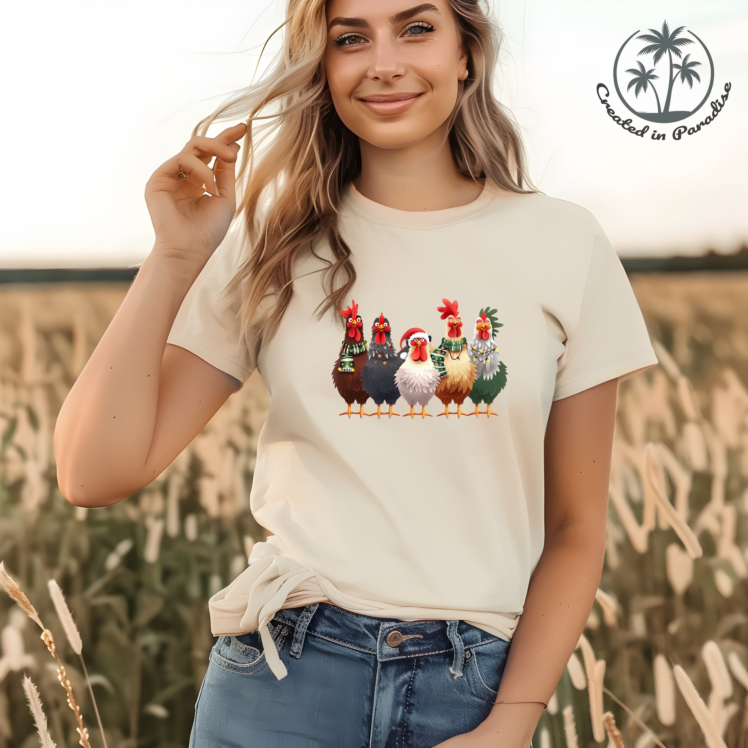 Chicken Christmas Shirt ~ Cute Graphic Tee ~ Farm Life Gift ~ Cute Gift for Women ~ Funny Chicken Lover TShirt ~ Farm Animal Lovers Gift
