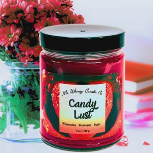 Candy Lust | Watermelon, Strawberry, and Cotton Candy Sugar | Hand Poured 9 oz Scented Candle | Sweet & Fruity