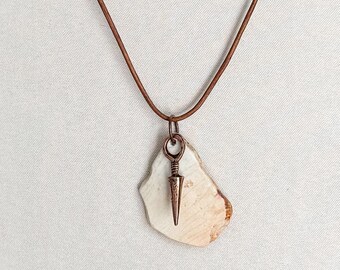 Rustic necklace, Upcycled ceramic necklace, Sea pottery jewellery