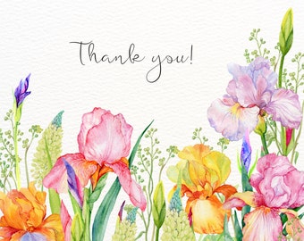 Floral Thank You card, thank you card, flower card, stationary card