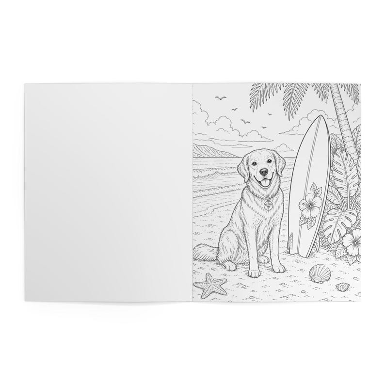 Beach Coloring Book for Adults | Surfing Girls, Ocean, Hawaii Theme | Relaxing Coastal Coloring Pages | 12 Unique Designs image 14