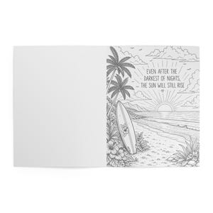 Beach Coloring Book for Adults | Surfing Girls, Ocean, Hawaii Theme | Relaxing Coastal Coloring Pages | 12 Unique Designs image 15