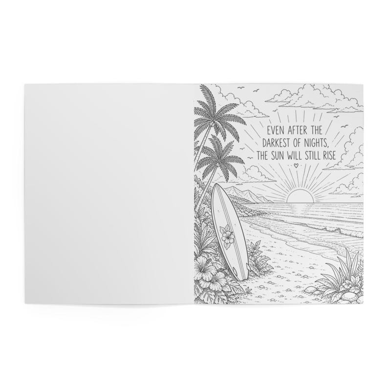 Beach Coloring Book for Adults | Surfing Girls, Ocean, Hawaii Theme | Relaxing Coastal Coloring Pages | 12 Unique Designs image 15