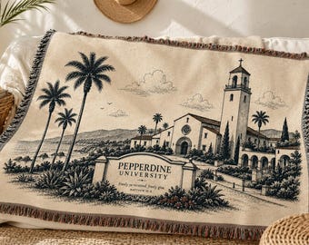 Custom College Woven Blanket, Personalized Vintage University Throw Blanket, Custom Campus Dorm Decor, College Graduation Gift,  Cozy Dorm