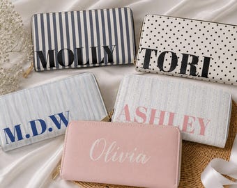 Gepersonaliseerde portemonnee bruidsmeisje, portemonnee aangepaste naam, monogram portemonnee met rits, cadeau bruidsfeest, cadeau bruidsmeisje, koppeling, bruidsmeisje cadeau