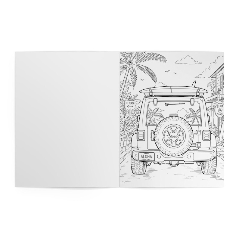 Beach Coloring Book for Adults | Surfing Girls, Ocean, Hawaii Theme | Relaxing Coastal Coloring Pages | 12 Unique Designs image 6