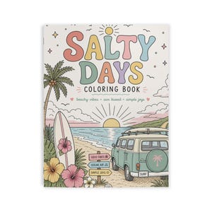 Beach Coloring Book for Adults | Surfing Girls, Ocean, Hawaii Theme | Relaxing Coastal Coloring Pages | 12 Unique Designs image 1