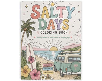 Strandkleurboek voor volwassenen | Surfing Girls, oceaan, thema Hawaï | Ontspannende kustkleurplaten | 12 unieke ontwerpen
