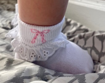 Toddler Embroidered Bow Socks