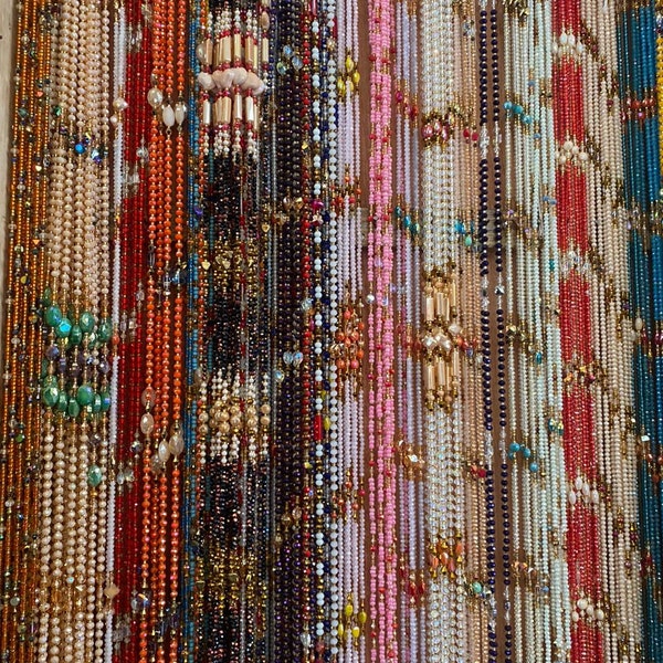 Crystal Waist Beads Wholesale,50 inches Ghana Waist Beads, Handmade Body Jewelry, Wholesale Waist Beads,Traditional Body Jewelry, 4 Re