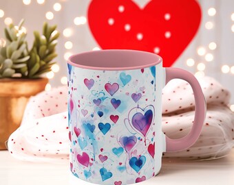 Mug Gift For Her Mug Valentine Mug Valentine's Mug Heart Cup Watercolor Mug
