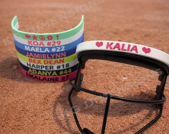 Custom with Symbols-Softball Facemask Name Plate Band – Personalized Fielder’s Mask ID Band
