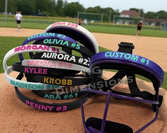 Custom Softball Facemask Name Plate Band– Personalized Fielder’s Mask ID Band