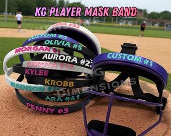 Custom Softball Facemask Name Band– Personalized Fielding Mask ID Band