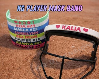 Custom with Symbols-Softball Facemask Name Band – Personalized Fielding Mask ID Band