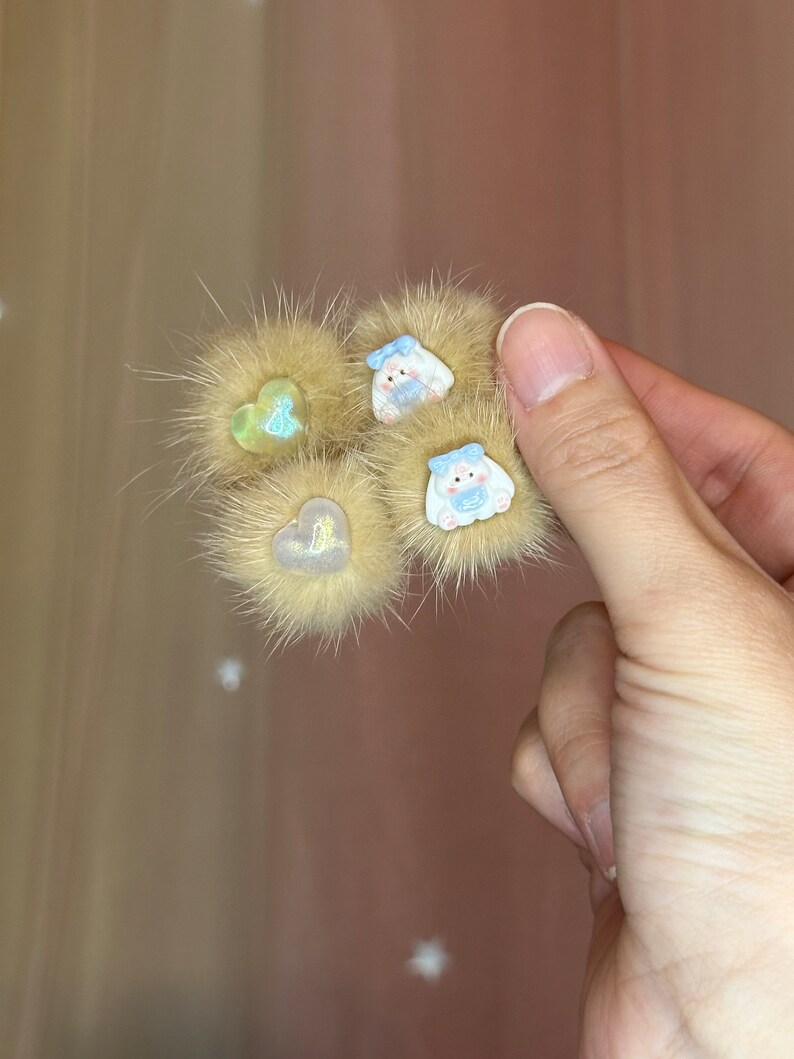 Set of 2 Kawaii Fuzzy Furry Hair Clips Fancy Hair Clips cute Hair